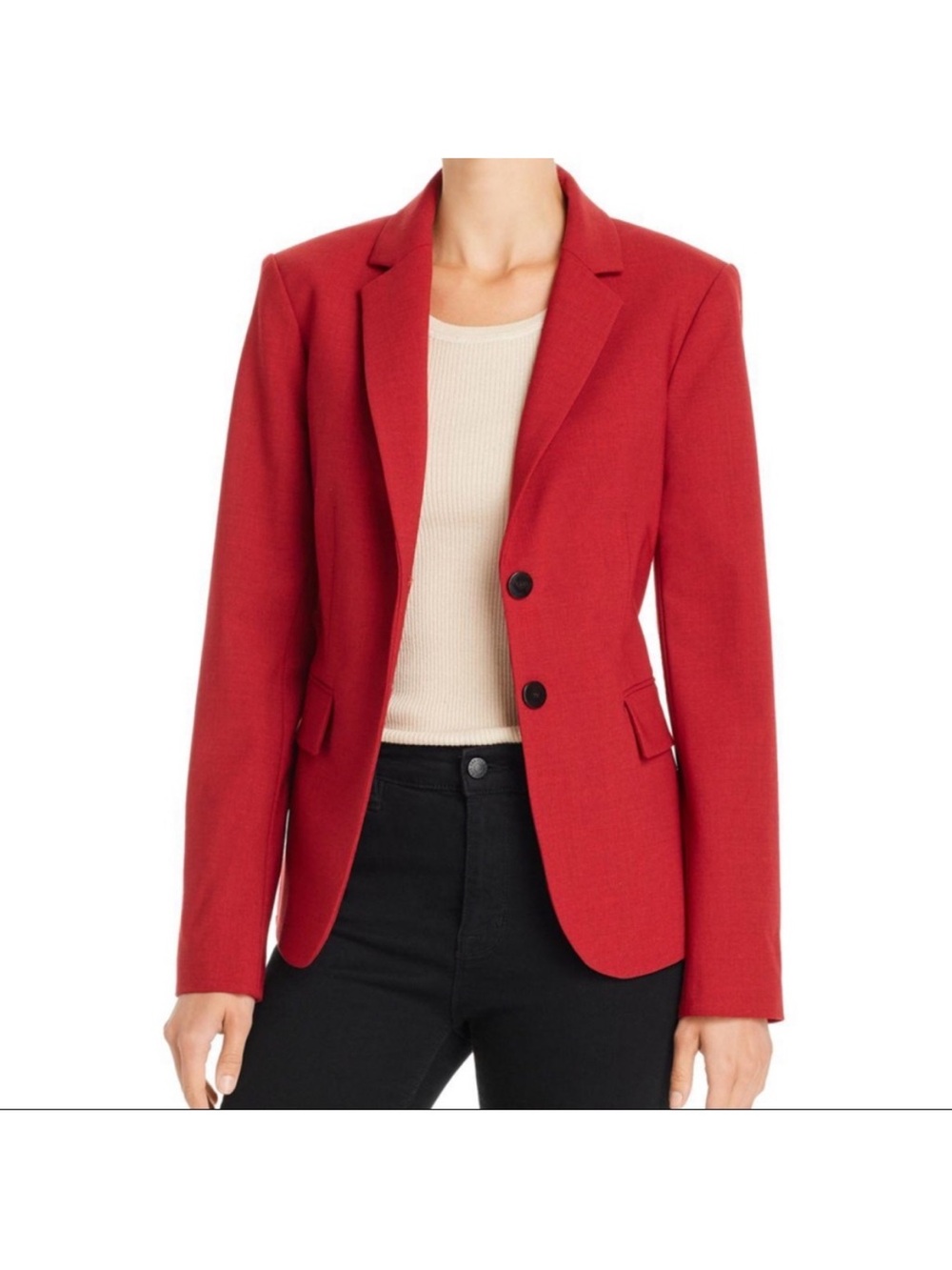THEORY Carissa Crepe Classic Blazer Red Sz 8
